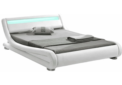Modern ágy RGB LED-világítással, fehér, 180x200, FILIDA