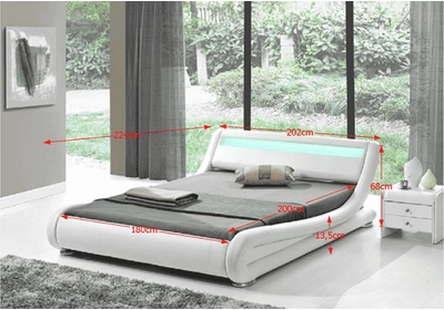 Modern ágy RGB LED-világítással, fehér, 180x200, FILIDA