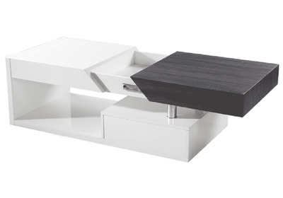 Dohányzó asztal, fehér fény/szürke fa design, MELIDA