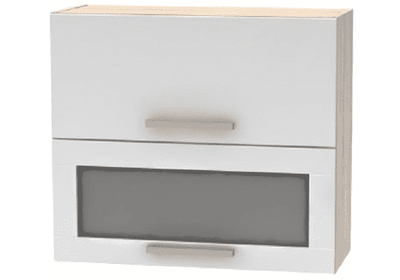 Billenő felső szekrény üveggel 2DV, tölgy sonoma/fehér, NOVA PLUS NOPL-016-OH