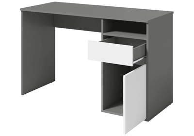 PC-asztal, sötétszürke-grafit/fehér, BILI