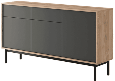 Kombinált komód, tölgy jaskson hickory/grafit, BERGEN BK154