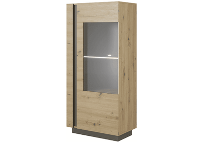 Vitrines szekrény 72, tölgy artisan/szürke grafit, CITY