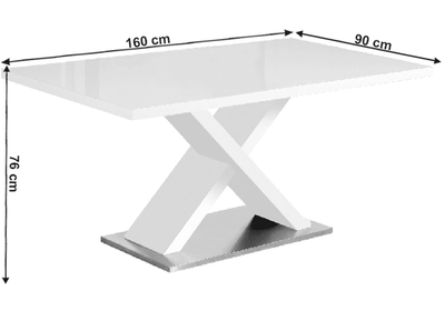 Étkezőasztal, fehér magasfényű HG, 160x90 cm, FARNEL