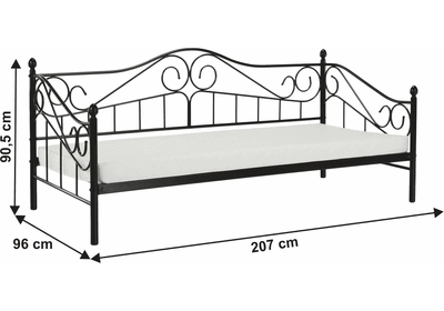 Fém ágy, fekete, 90x200, DAINA