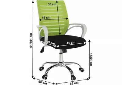 Irodai szék, zöld/fekete/fehér/króm, OZELA