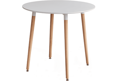 Étkezőasztal, fehér/bükk, átmérő 80 cm, ELCAN