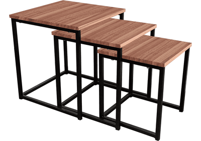 Három kisasztalból álló szett, dió/ fekete, KASTLER TYP 3