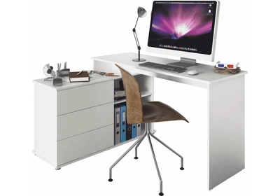 Univerzális sarok PC-asztal, fehér, TERINO