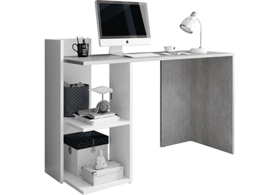 PC-asztal, beton/fehér matt, ANDREO
