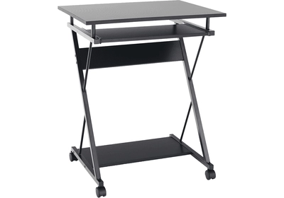 Mozgatható számítógépasztal/Gamer asztal kerekekkel, fekete, TARAK