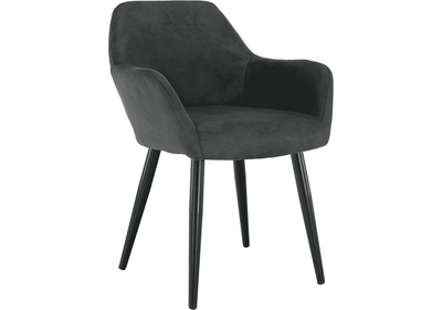 Design karosszék, szálcsiszolt bőrszövet, szürke / fekete, LACEY