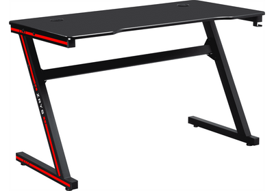 Gamer asztal/számítógépasztal, fekete/piros, MACKENZIE 120cm