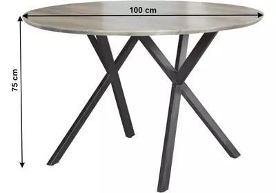Étkezőasztal, szürke tölgy/fekete, átmérő 100 cm, AKTON