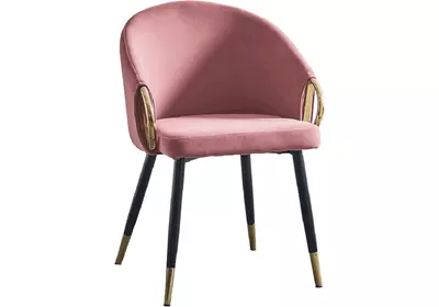 Dizájn fotel, rózsaszín velvet szövet/gold króm arany, DONKO