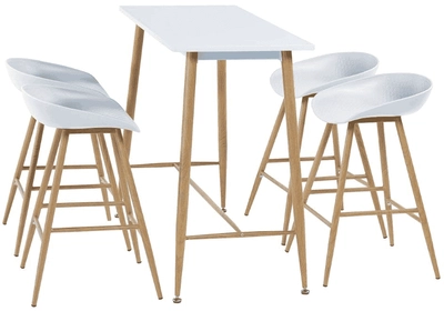 Bárasztal, fehér/bükk, MDF/fém, 110x50 cm, DORTON