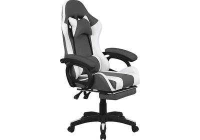 Irodai/gamer szék RGB LED-világítással, fekete/fehér, JOVELA