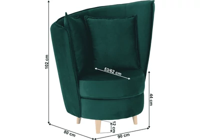 Fotel Art Deco stílusban, smaragd Kronos szövet/tölgy, ROUND NEW