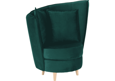 Fotel Art Deco stílusban, smaragd Kronos szövet/tölgy, ROUND NEW