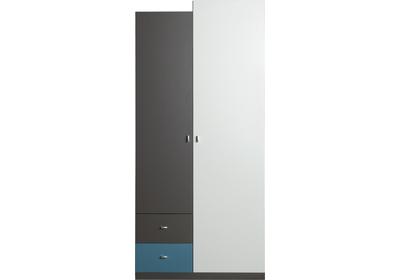 TABLO SYSTEM 3 akasztós szekrény grafit - fehér - atlantic kék színű, kétajtós, kétfiókos