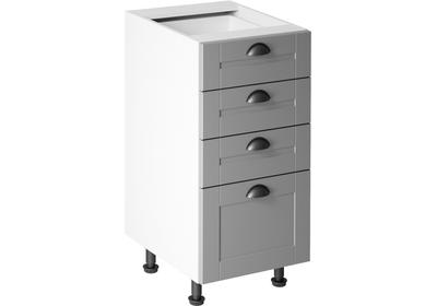 Linea Grey D40S4 alsó konyhaszekrény, szürke / fehér