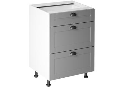Linea Grey D60S3 alsó konyhaszekrény, szürke / fehér