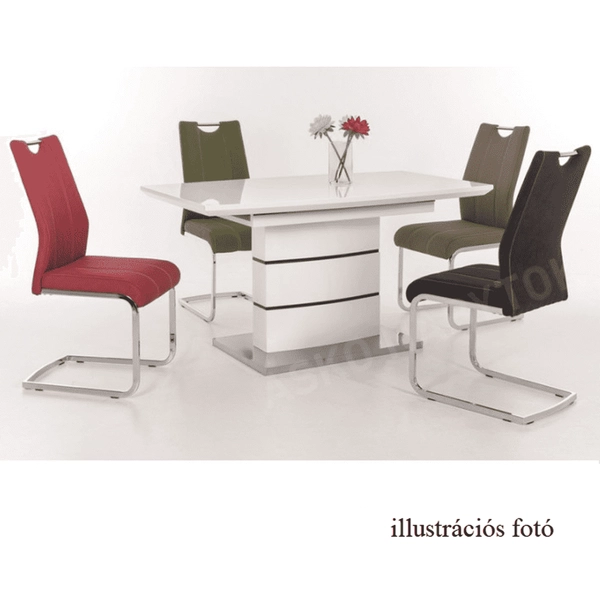 Meghosszabbítható étkezőasztal, fehér extra magasfényű HG, 140-180x90 cm, MEDAN