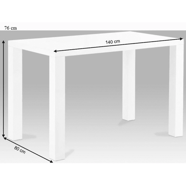 Étkezőasztal, fehér magasfényű HG, 140x80 cm, ASPER NEW TYP 3