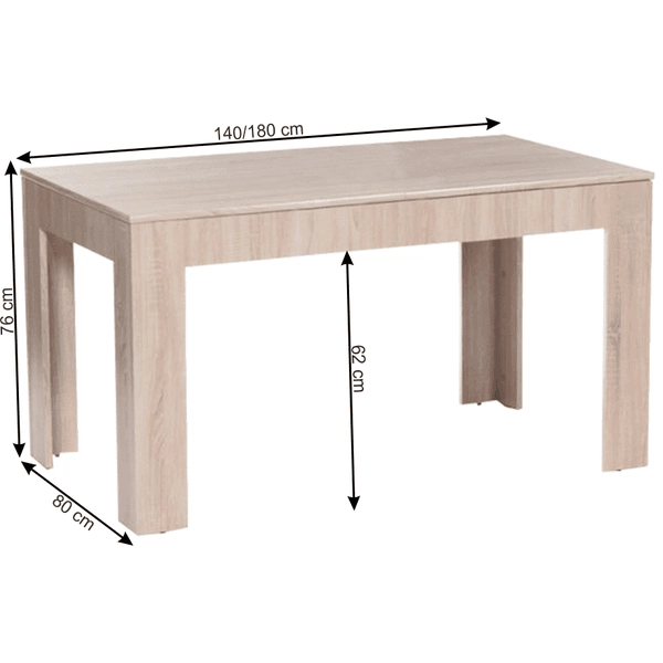 Admiral kinyitható, bővíthető étkezőasztal sonoma tölgyfa, 140-180x80 cm