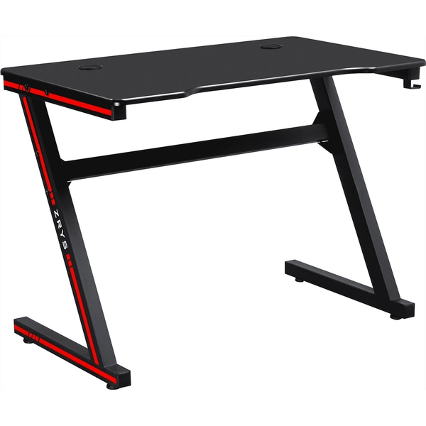 Gamer asztal/számítógépasztal, fekete/piros, MACKENZIE 100cm