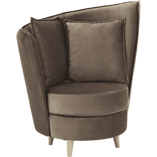 Fotel Art Deco stílusban, taupe barnásszürke Paros szövet/tölgy, ROUND NEW