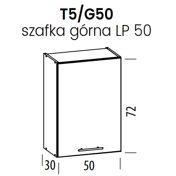 Tiffany felső szekrény 50 cm  Fényes szürke fronttal