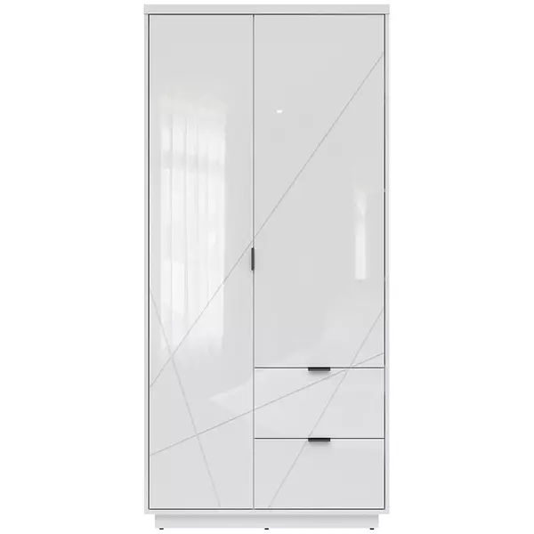 FORN akasztós szekrény fényes fehér, 2 ajtóval és 2 fiókkal