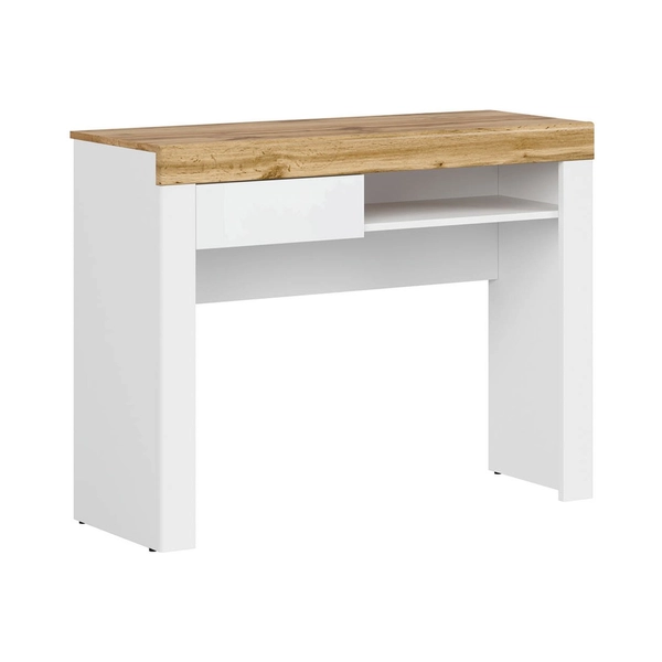 HOLTEN Íróasztal 1 fiókkal Fényes Fehér / Wotan Tölgy