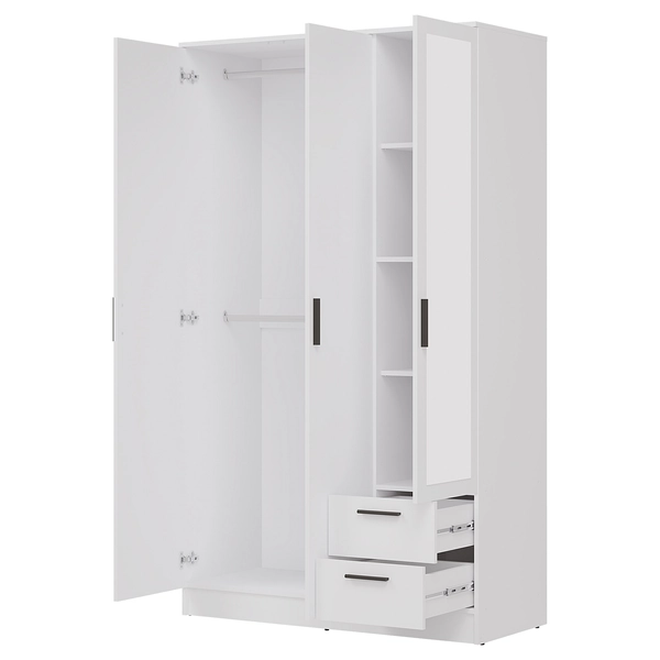 MONTANA Akasztós szekrény 3 ajtóval és 2 fiókkal Fehér színben