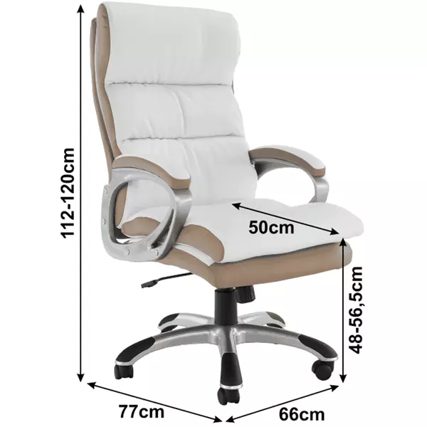 Irodai szék, fehér/barna textilbőr, KOLO CH137020