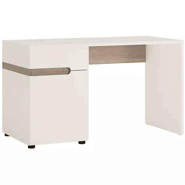 PC-asztal, fehér extra magasfényű HG/tölgy sonoma sötét trufla, LYNATET TYP 80