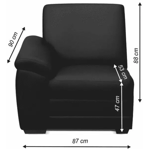 1 személyes kanapé támasztékkal, textilbőr fekete, balos, BITER 1 1B