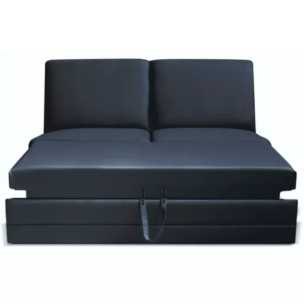 3 személyes kinyitható kanapé, textilbőr fekete, BITER 3 BB ZF