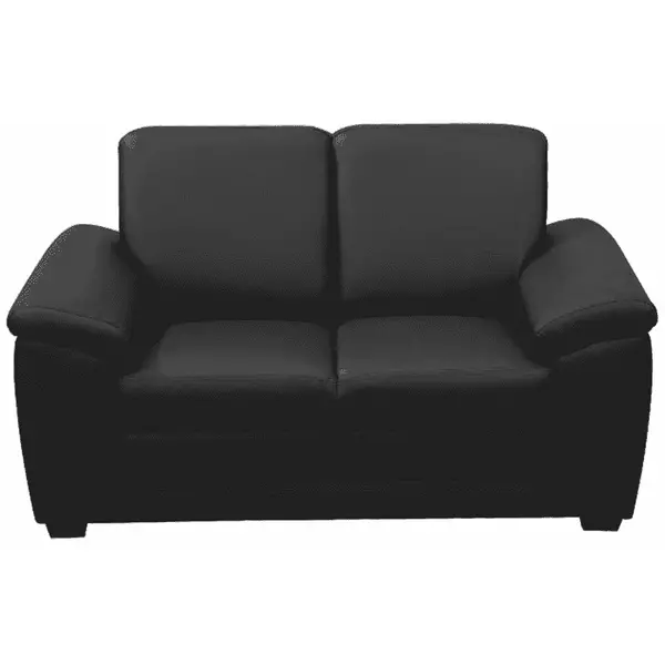 2 személyes kanapé támasztékokkal, textilbőr fekete, BITER