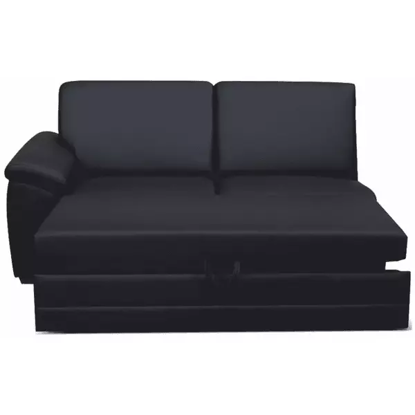 3 személyes kinyitható kanapé támasztékkal, textilbőr fekete, balos, BITER 3 1B ZF