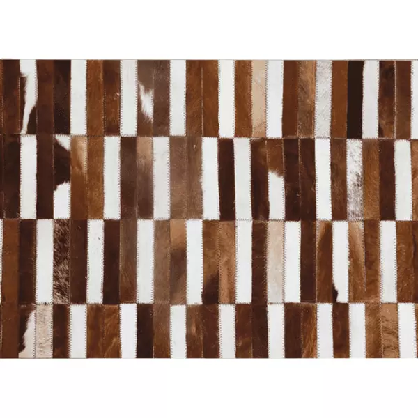 Luxus bőrszőnyeg, barna /fehér, patchwork, 201x300, bőr TIP 5