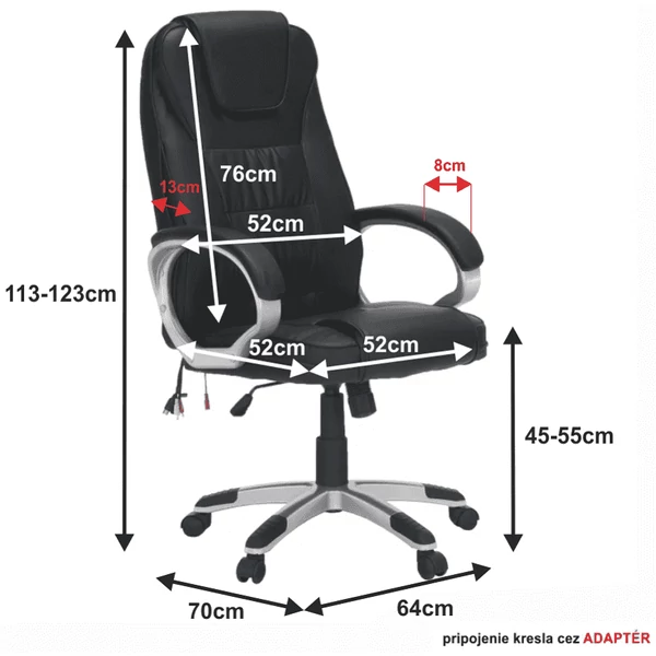 Irodai fotel, masszázs funkcióval, fekete, TYLER UT-C2652M