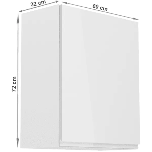 Felső szekrény, fehér/fehér extra magasfényű, jobbos, AURORA G601F