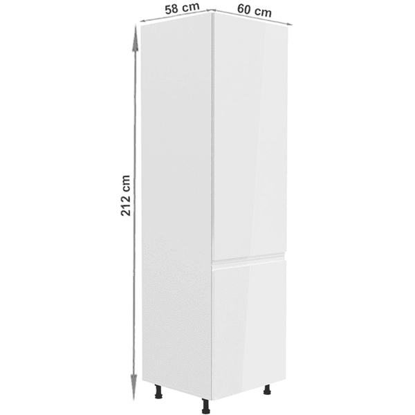 Hűtő beépítő szekrény, fehér/fehér extra magasfényű, jobbos, AURORA D60ZL