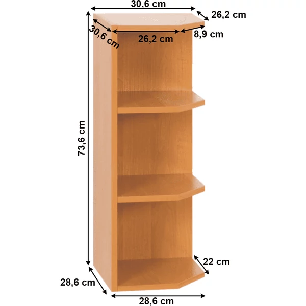 Konyhaszekrény, sarok, felső, jobbos, éger LORA Mdf New W30N