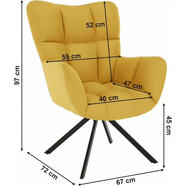 Dizájnos forgó fotel, sárga/fekete, KOMODO