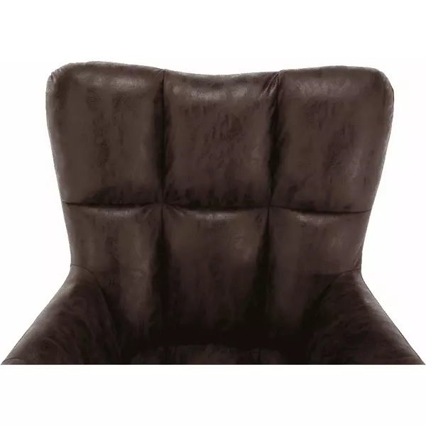Dizájnos pörgő fotel, szövet, csiszolt bőr hatással barna/fekete, KOMODO