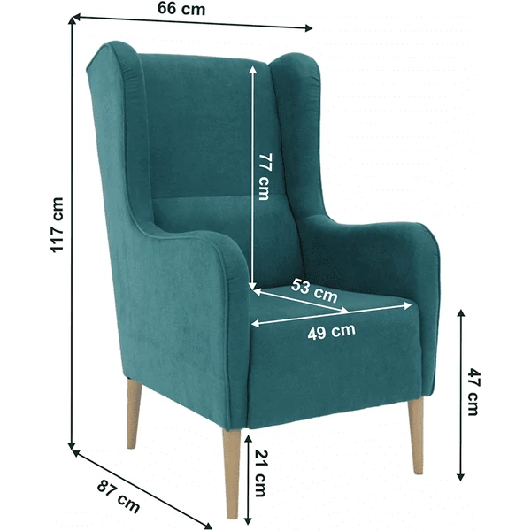 Kényelmes fotel, türkíz/bükk, BREDLY