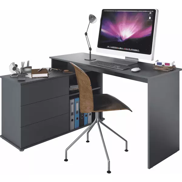 Univerzális sarok PC-asztal, grafit, TERINO